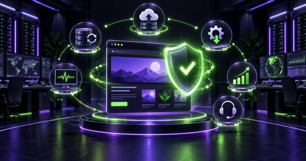 Website maintenance, security, backups, and performance monitoring